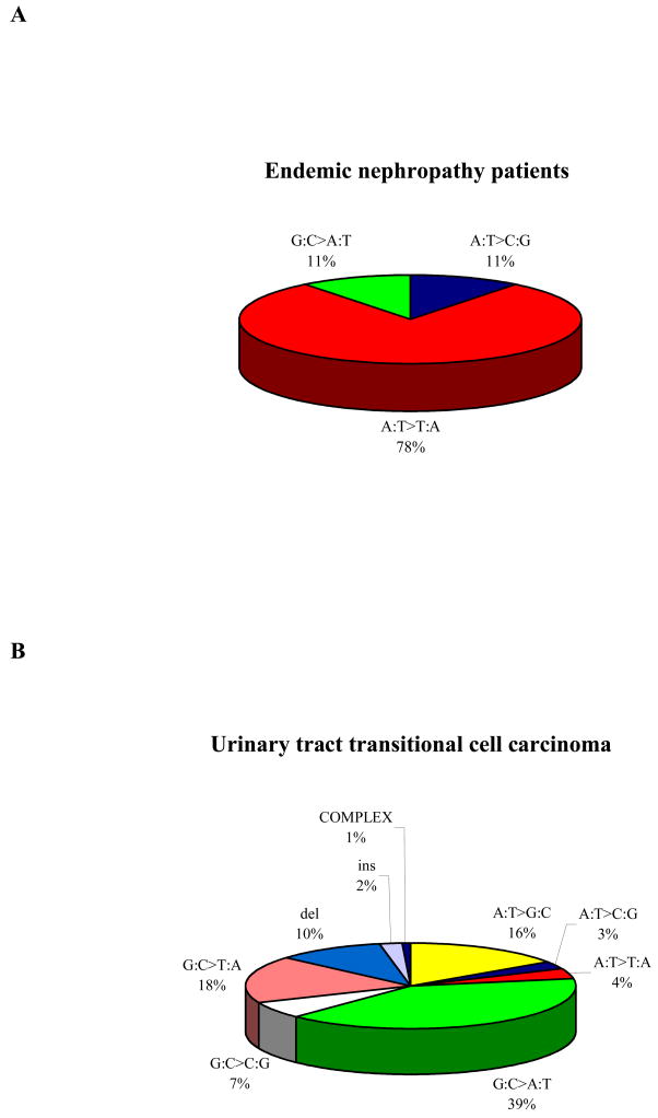 TP53 mutational spectra in upper urinary tract urothelial cancers from endemic-nephropathy patients compared with other upper-tract cancers.